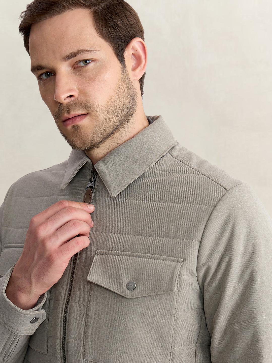 Gant Men Grey Regular Fit Quilted Puffer Jacket