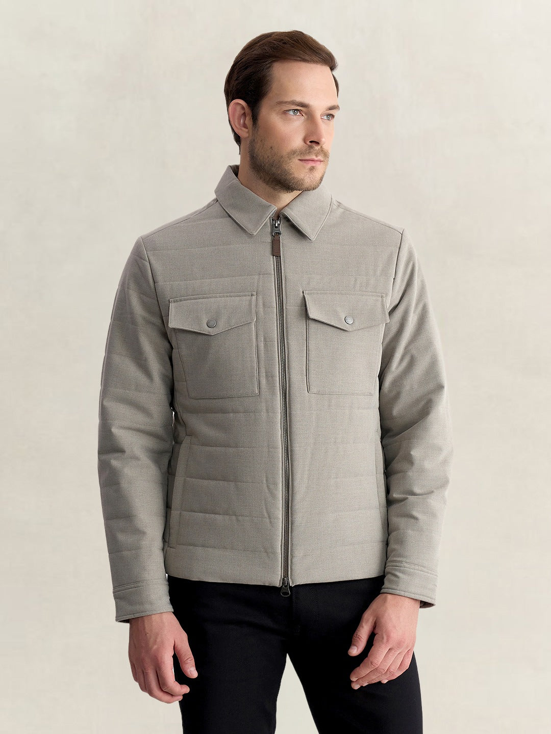 Gant Men Grey Regular Fit Quilted Puffer Jacket