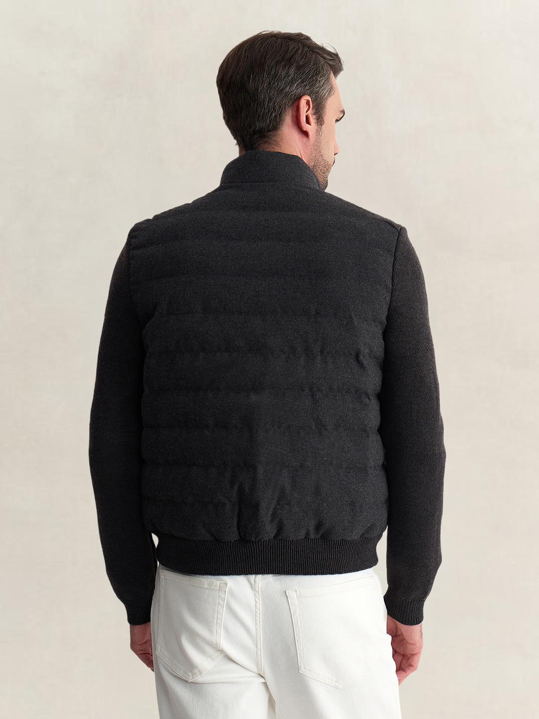 Gant Men Charcoal Regular Fit Quilted Wool Blend Jacket