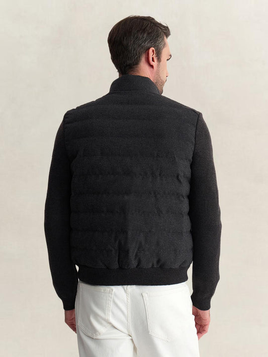 Gant Men Charcoal Regular Fit Quilted Wool Blend Jacket