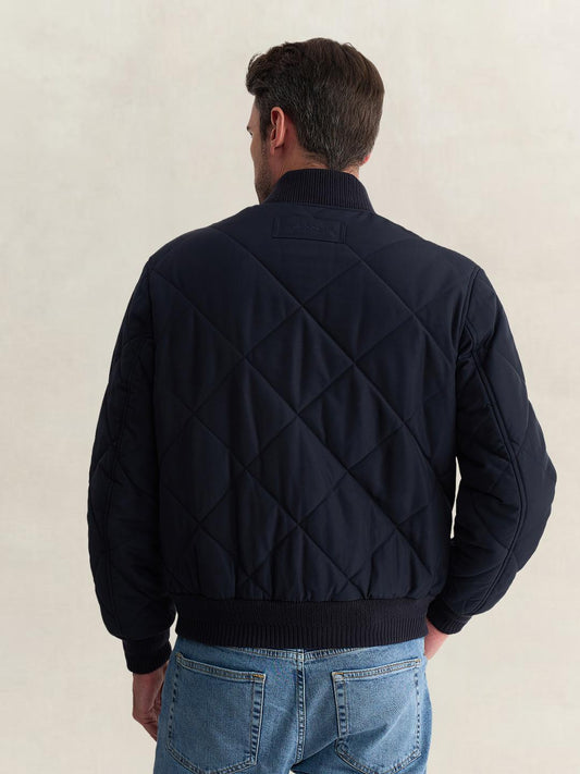 Gant Men Blue Regular Fit Reversible Quilted Bomber Jacket
