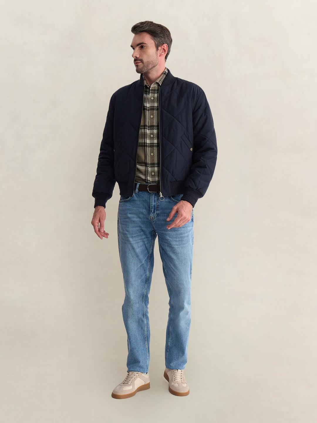 Gant Men Blue Regular Fit Reversible Quilted Bomber Jacket