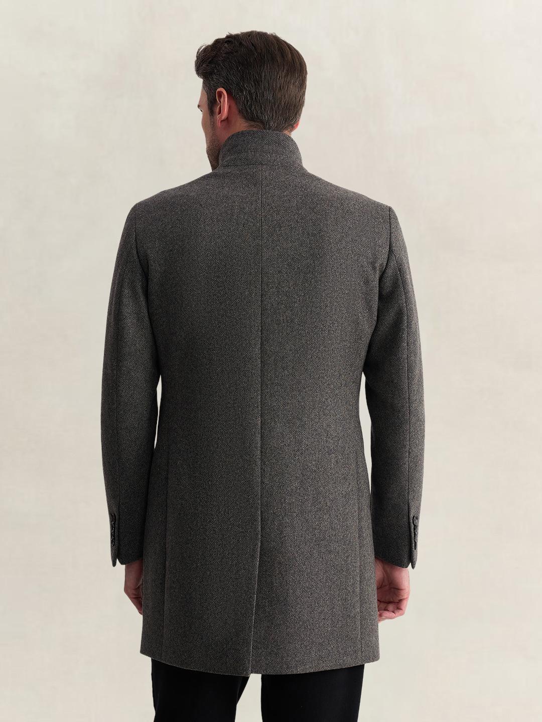Gant Men Grey Regular Fit Woven Design Wool Blend Coat