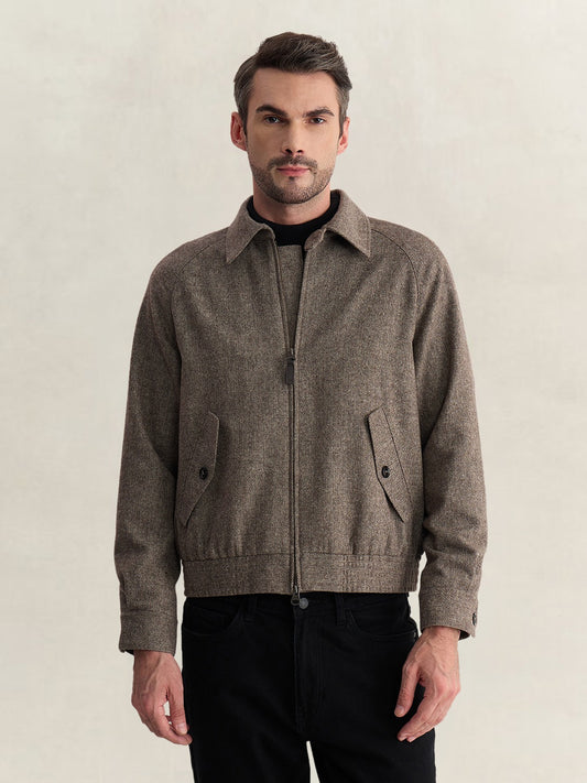 Gant Men Beige Regular Fit Woven Design Wool Blend Jacket