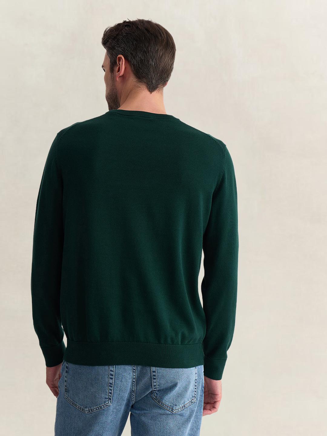 Gant Men Green Regular Fit Solid Pure Cotton Sweater