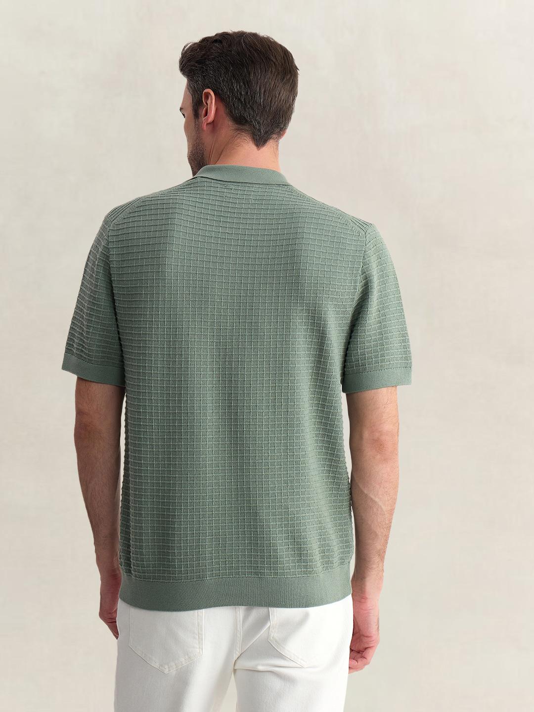 Gant Men Green Regular Fit Solid Pure Cotton Polo Tshirt
