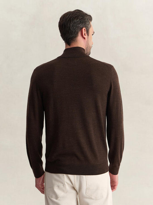 Gant Men Brown Regular Fit Solid Merinowool Sweater