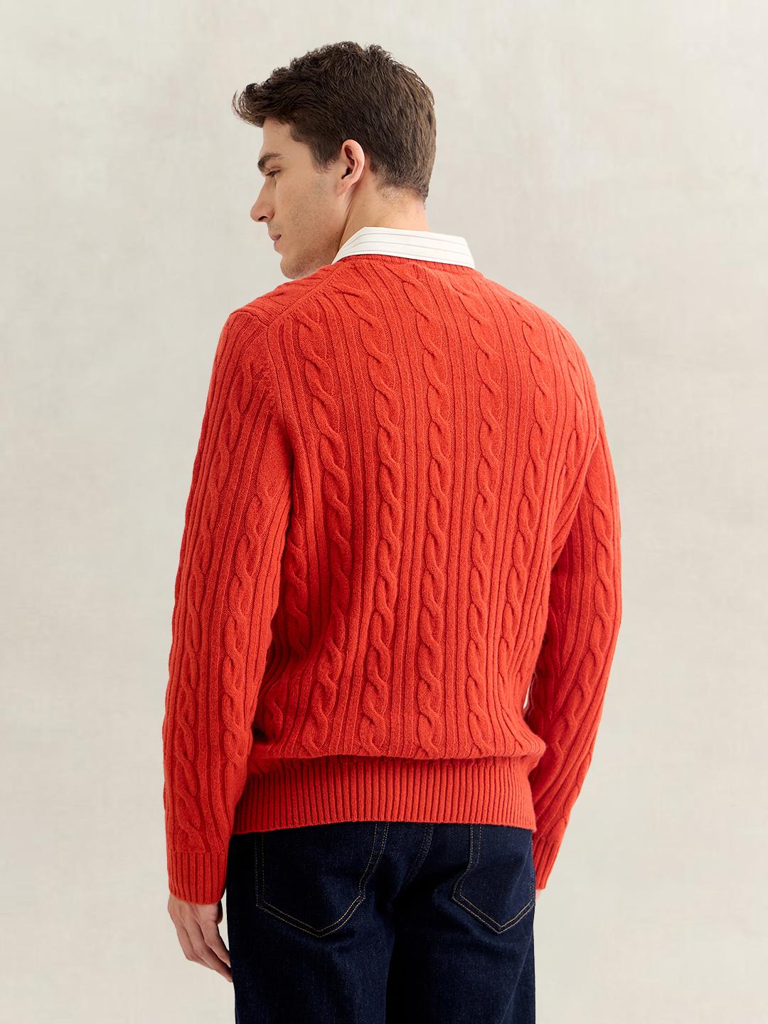 Gant Men Red Regular Fit Lambswool Sweater