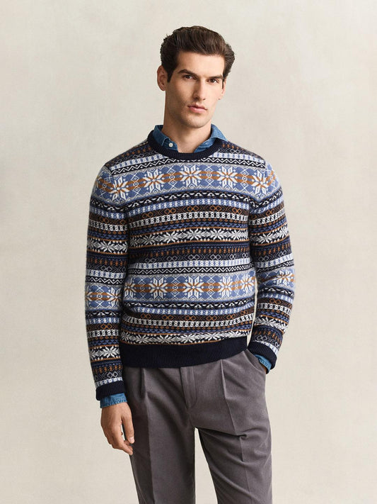 Gant Men Multicolour Fair Isle Regular Fit Sweater