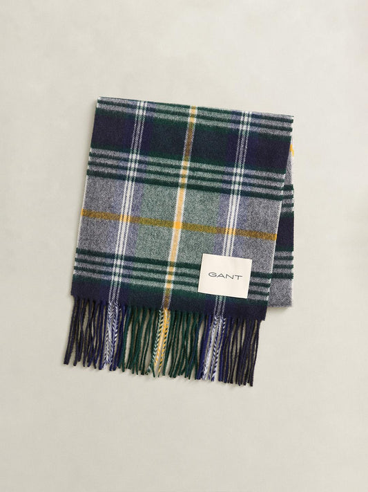 Gant Men Blue Checked Merinowool Scarf