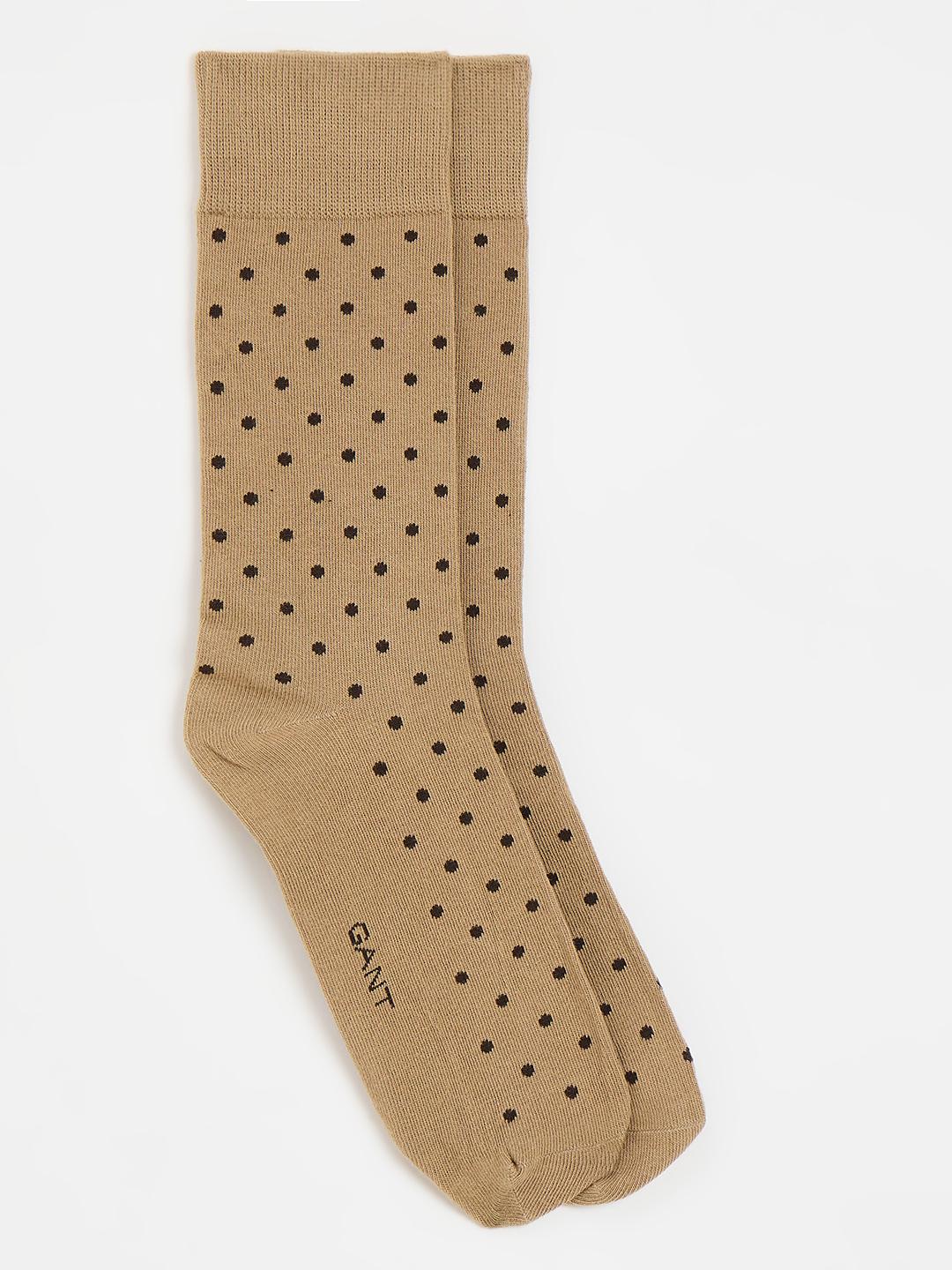 Gant Men Beige and Black Printed Regular Fit Socks - Pack Of 2