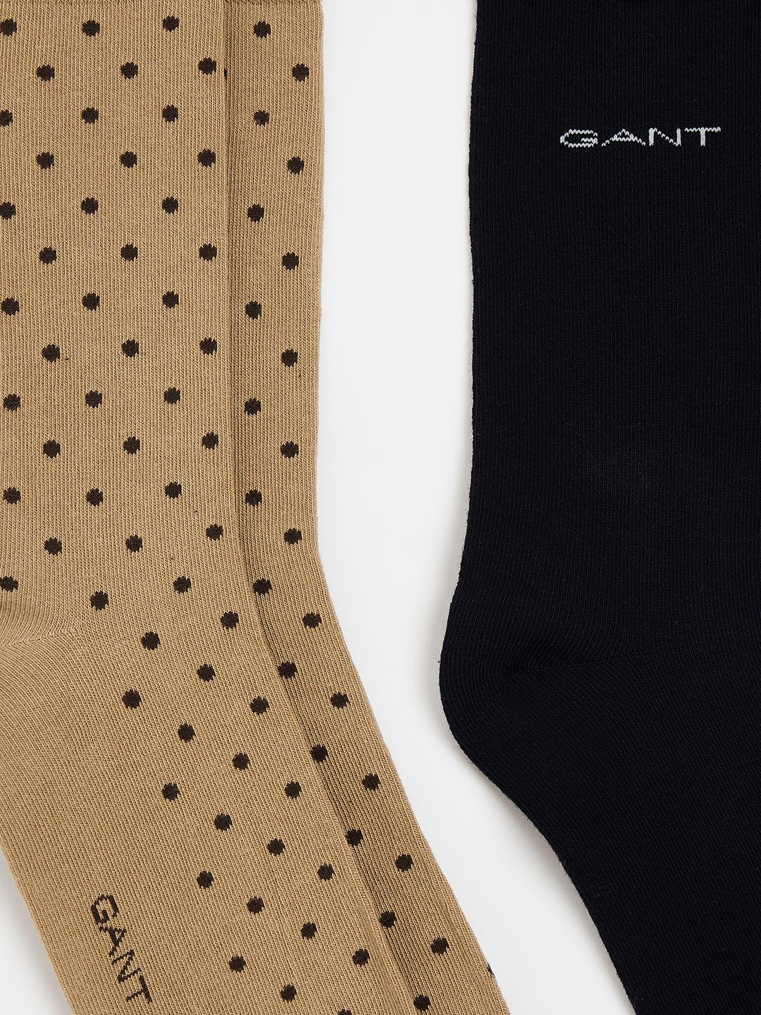 Gant Men Beige and Black Printed Regular Fit Socks - Pack Of 2