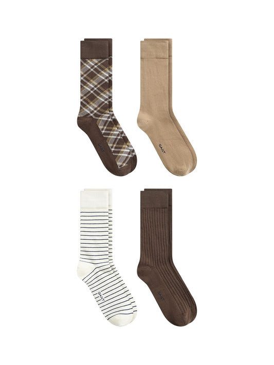 Gant Brown Checked Men Socks Pack of 4 (Gift Box)