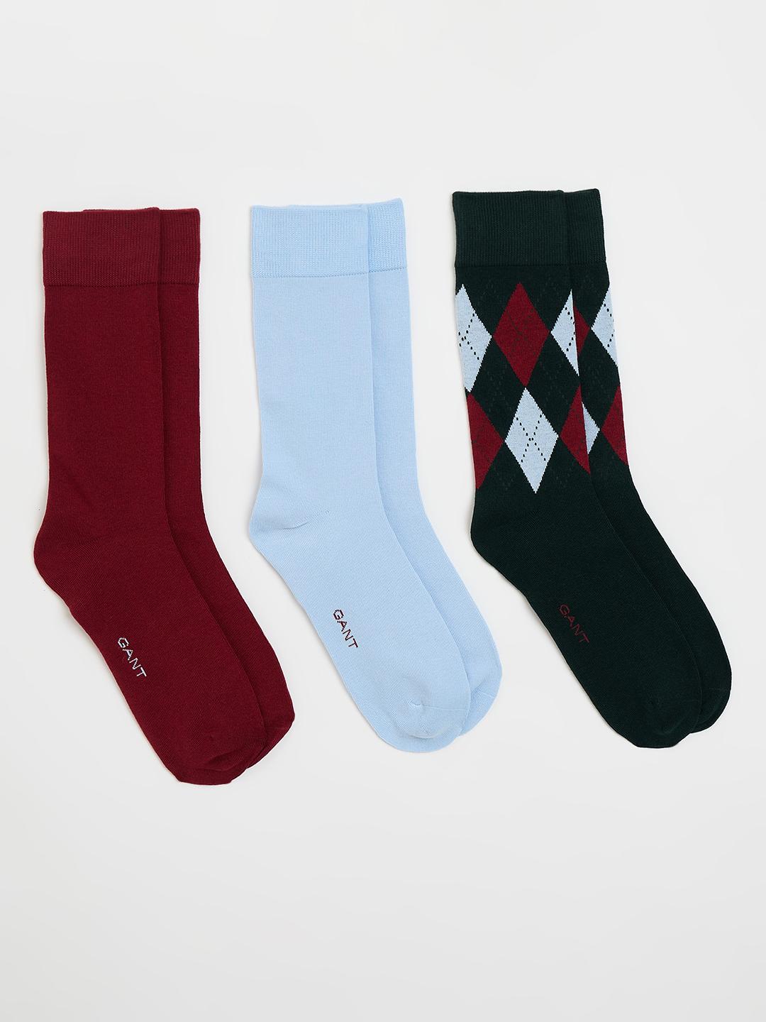 Gant Men Multicolour Argyle Regular Fit Socks - Pack Of 3
