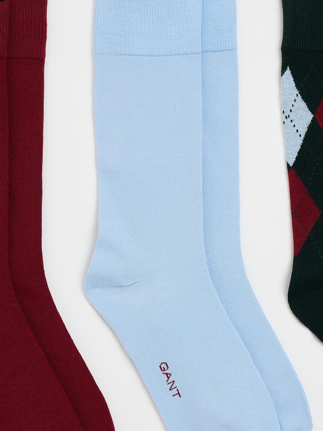 Gant Men Multicolour Argyle Regular Fit Socks - Pack Of 3