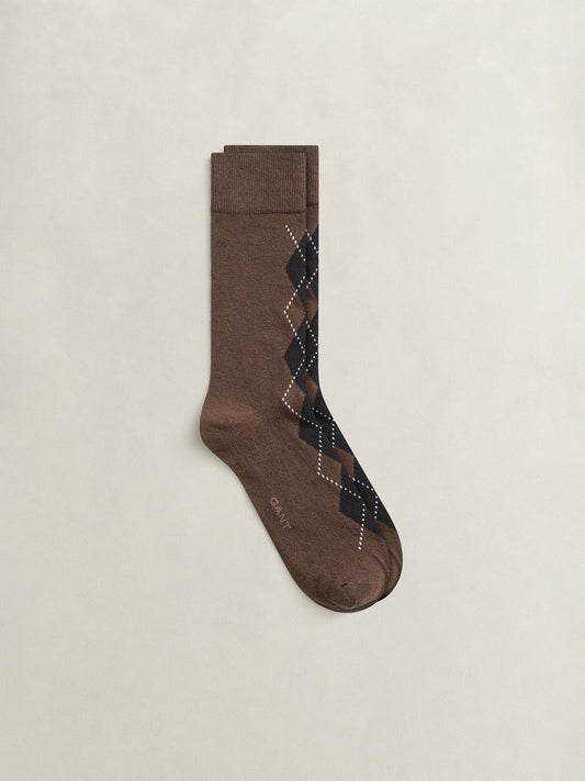 Gant Men Brown Regular Fit Argyle Argyle Socks