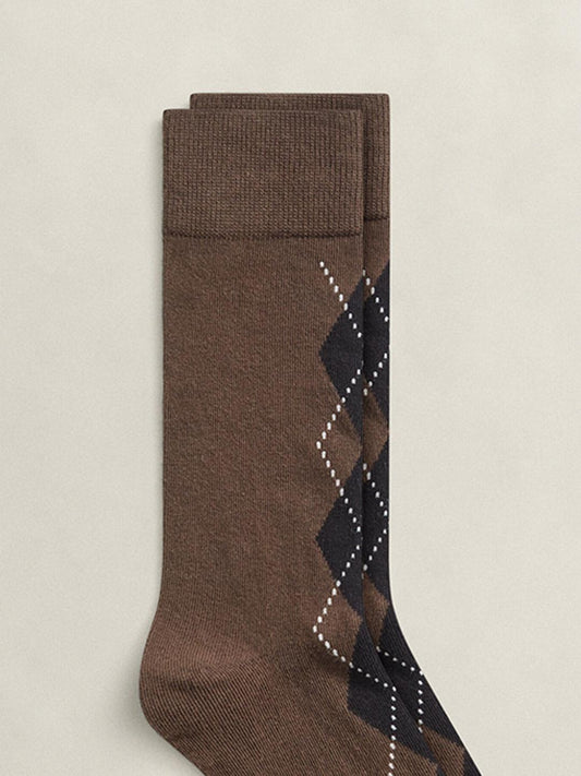 Gant Men Brown Regular Fit Argyle Argyle Socks