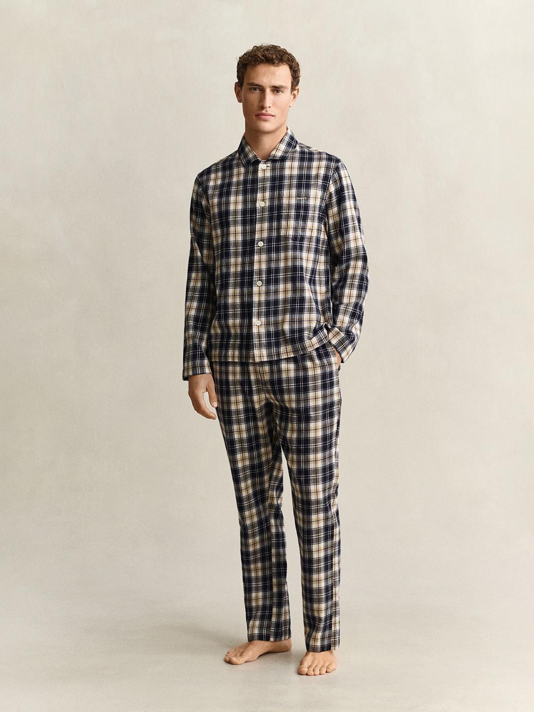 Gant Men Multicolour Checked Regular Fit Cotton Pyjama Set