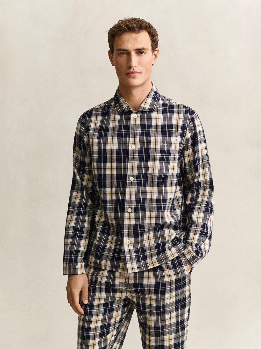 Gant Men Multicolour Checked Regular Fit Cotton Pyjama Set