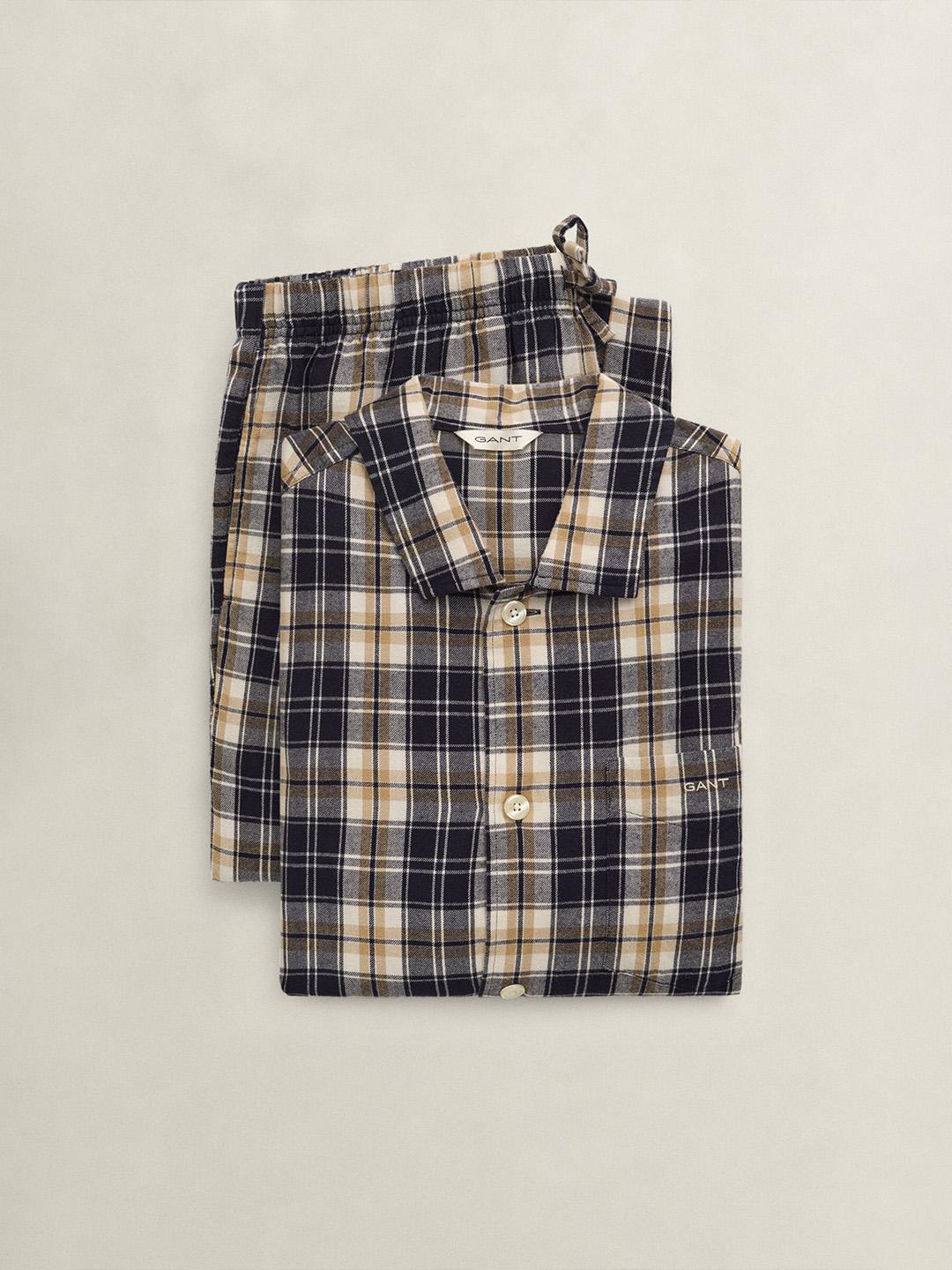 Gant Men Multicolour Checked Regular Fit Cotton Pyjama Set