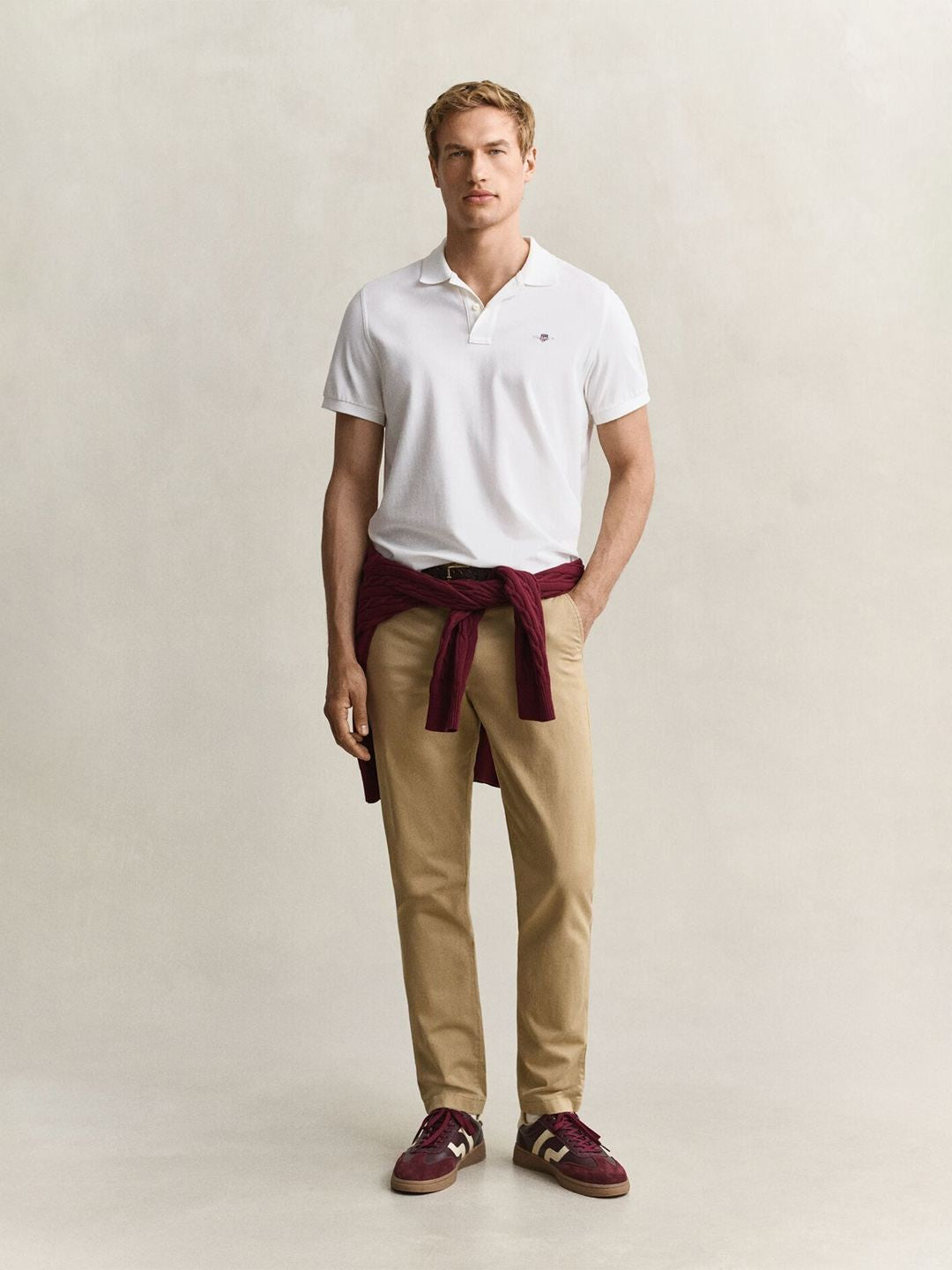 Gant Men White Solid Regular Fit Pure Cotton Polo T-Shirt