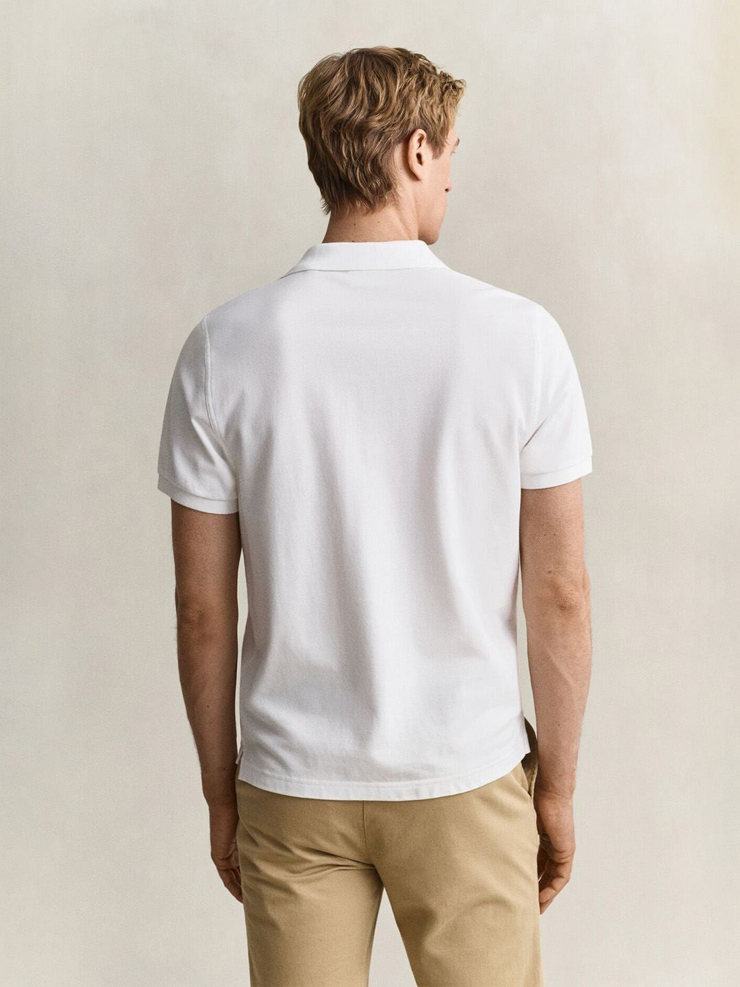 Gant Men White Solid Regular Fit Pure Cotton Polo T-Shirt