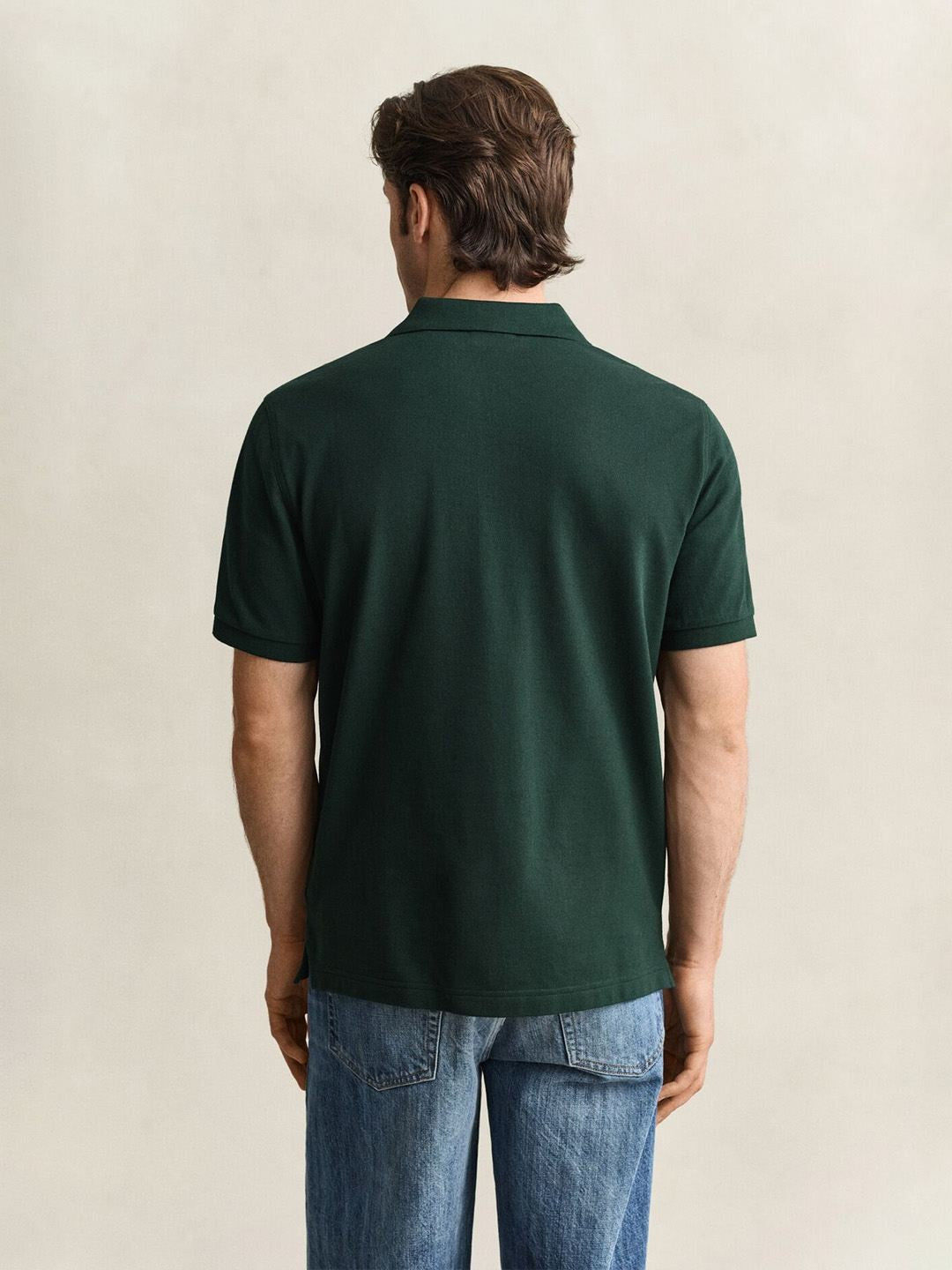 Gant Men Forest Green Solid Regular Fit Pure Cotton Polo T-Shirt