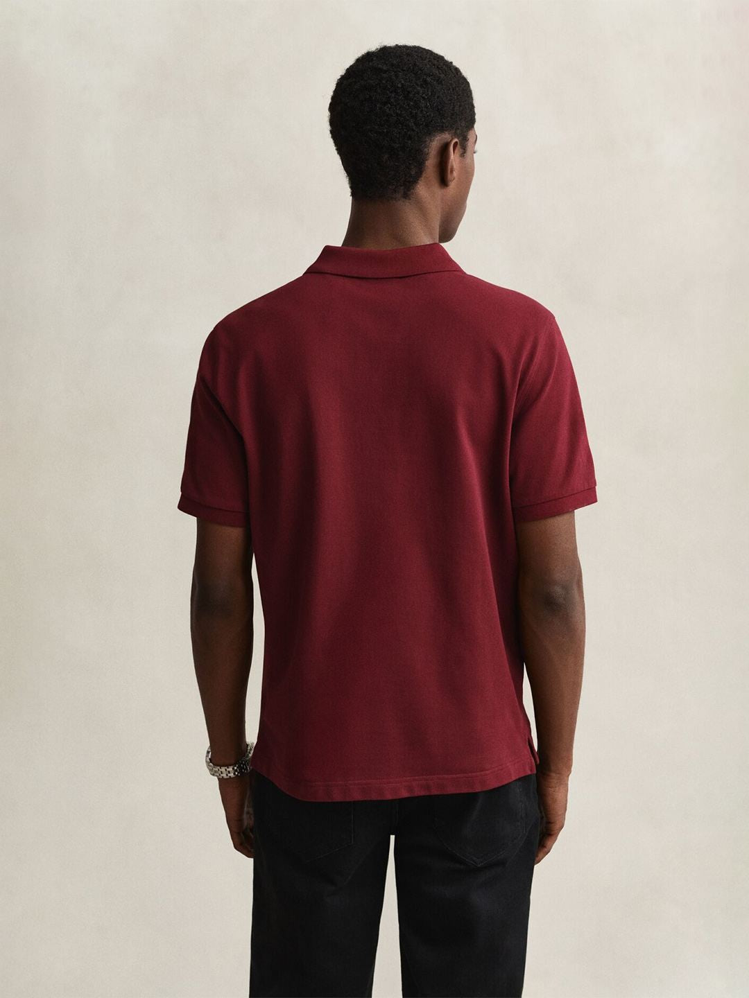Gant Men Deep Maroon Solid Regular Fit Pure Cotton Polo T-Shirt