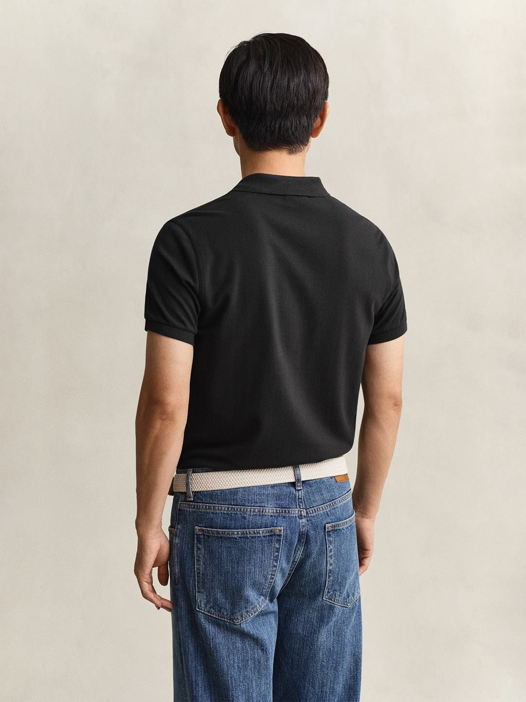 Gant Men Black Solid Slim Fit Pure Cotton Classic Polo T-Shirt