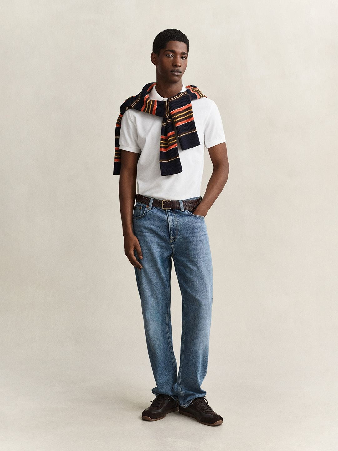 Gant Men White Solid Slim Fit Pure Cotton Classic Polo T-Shirt