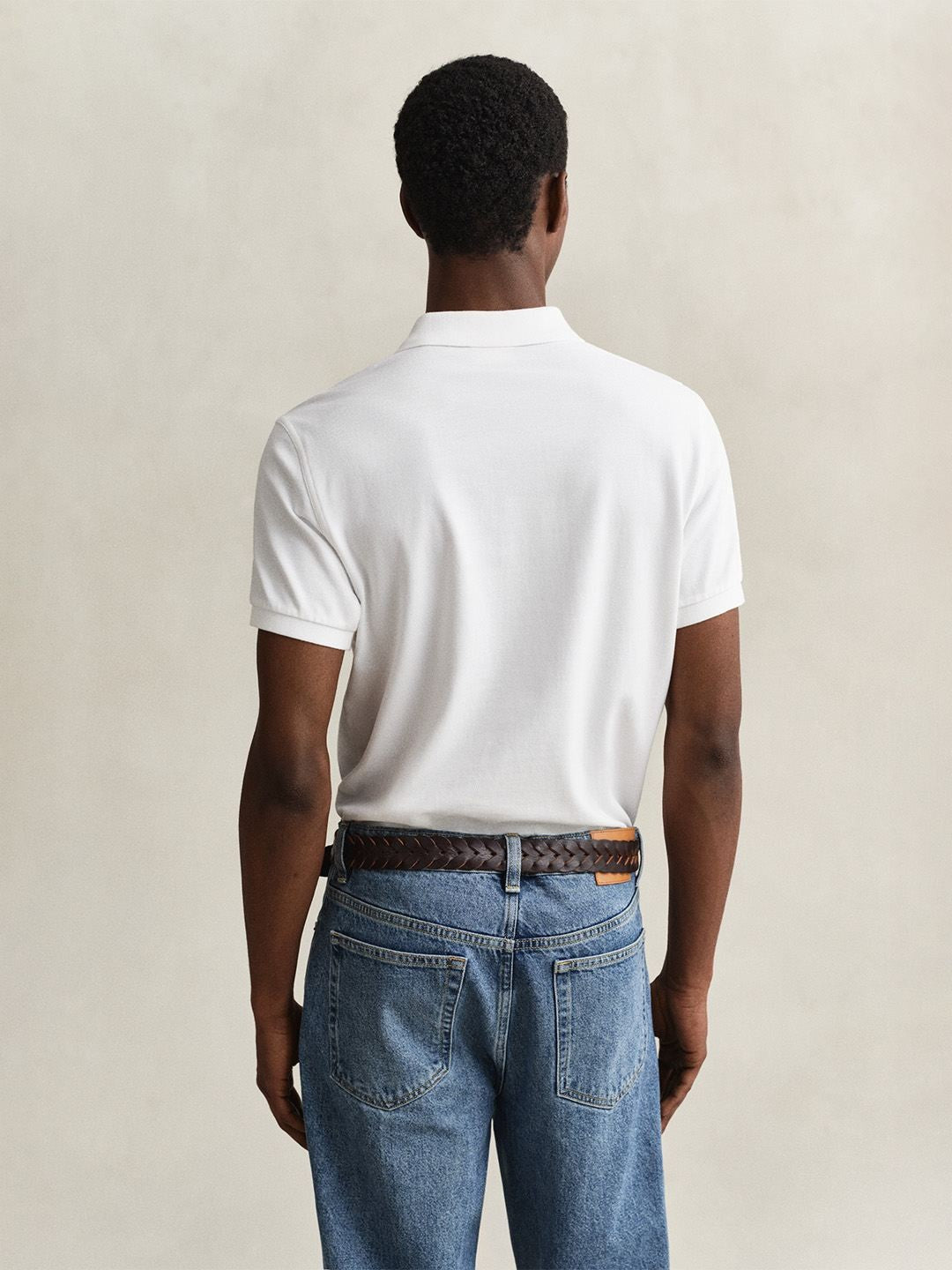 Gant Men White Solid Slim Fit Pure Cotton Classic Polo T-Shirt
