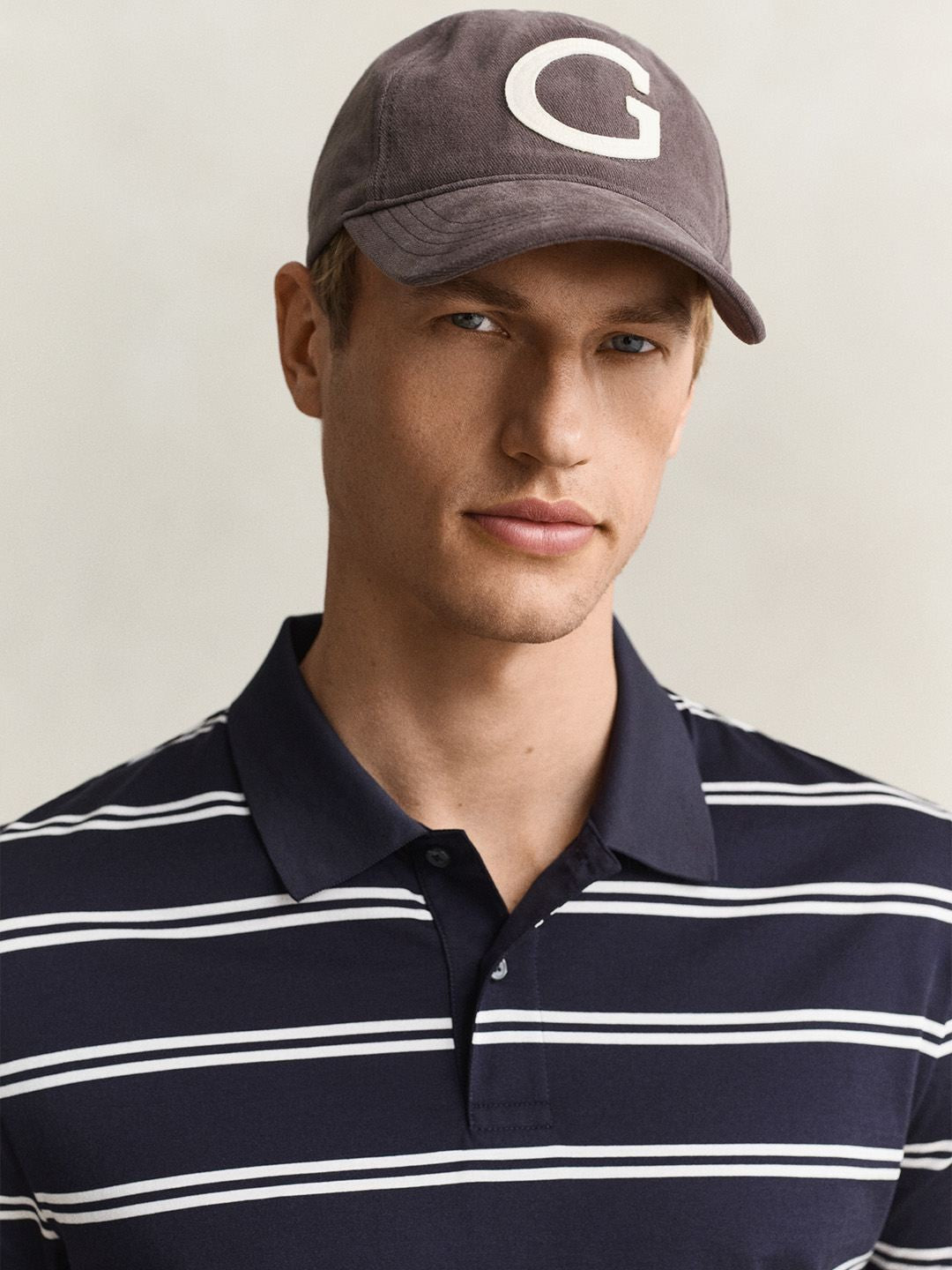 Gant Men Navy Blue Striped Regular Fit Pure Cotton Polo T-Shirt