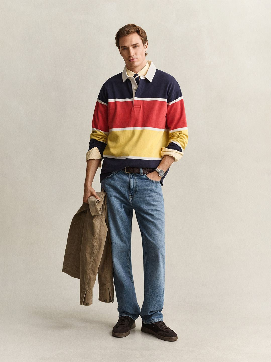 Gant Men Multicolour Colourblock Regular Fit Pure Cotton Polo T-Shirt
