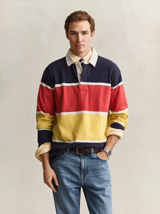 Gant Men Multicolour Colourblock Regular Fit Pure Cotton Polo T-Shirt