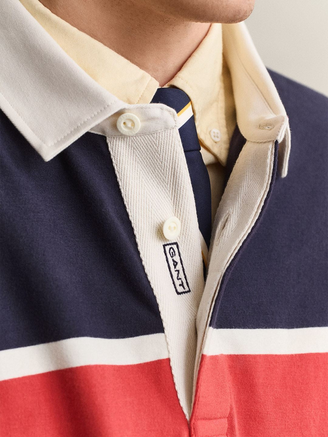 Gant Men Multicolour Colourblock Regular Fit Pure Cotton Polo T-Shirt