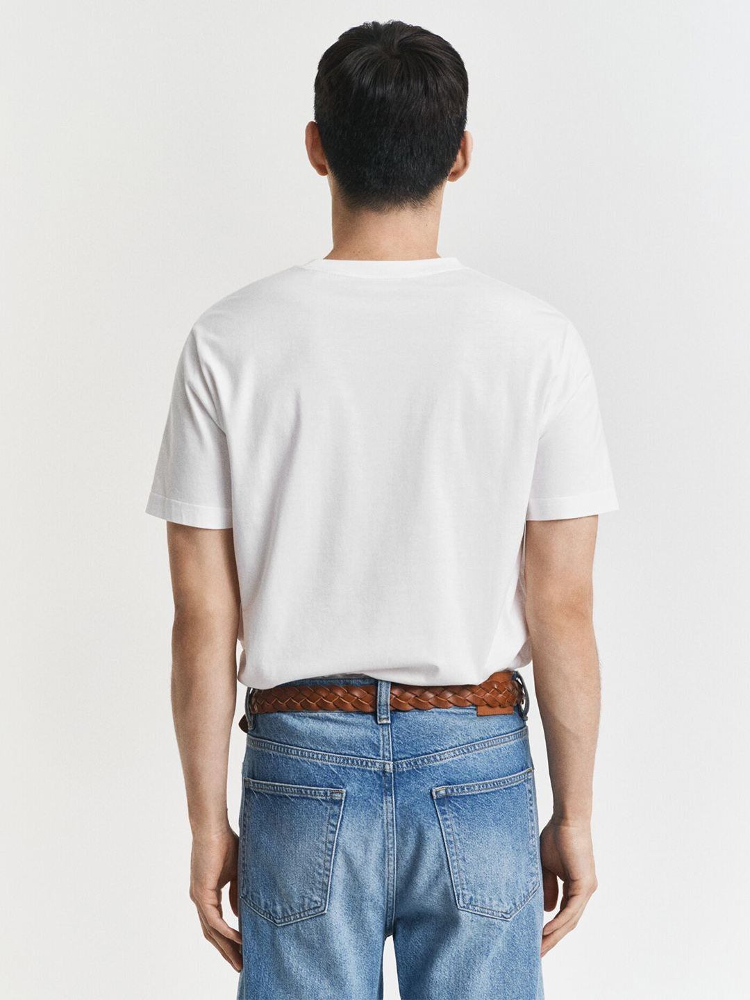 Gant Men White Solid Regular Fit Pure Cotton T-Shirt