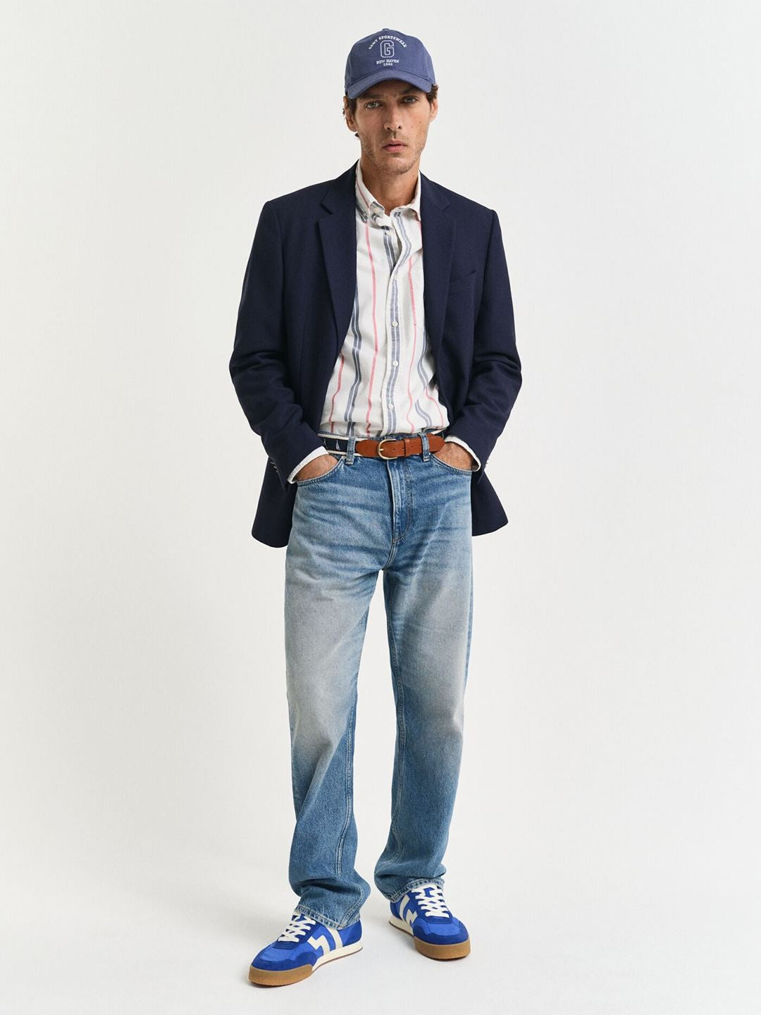 Gant Men White Striped Regular Fit Pure Cotton Shirt