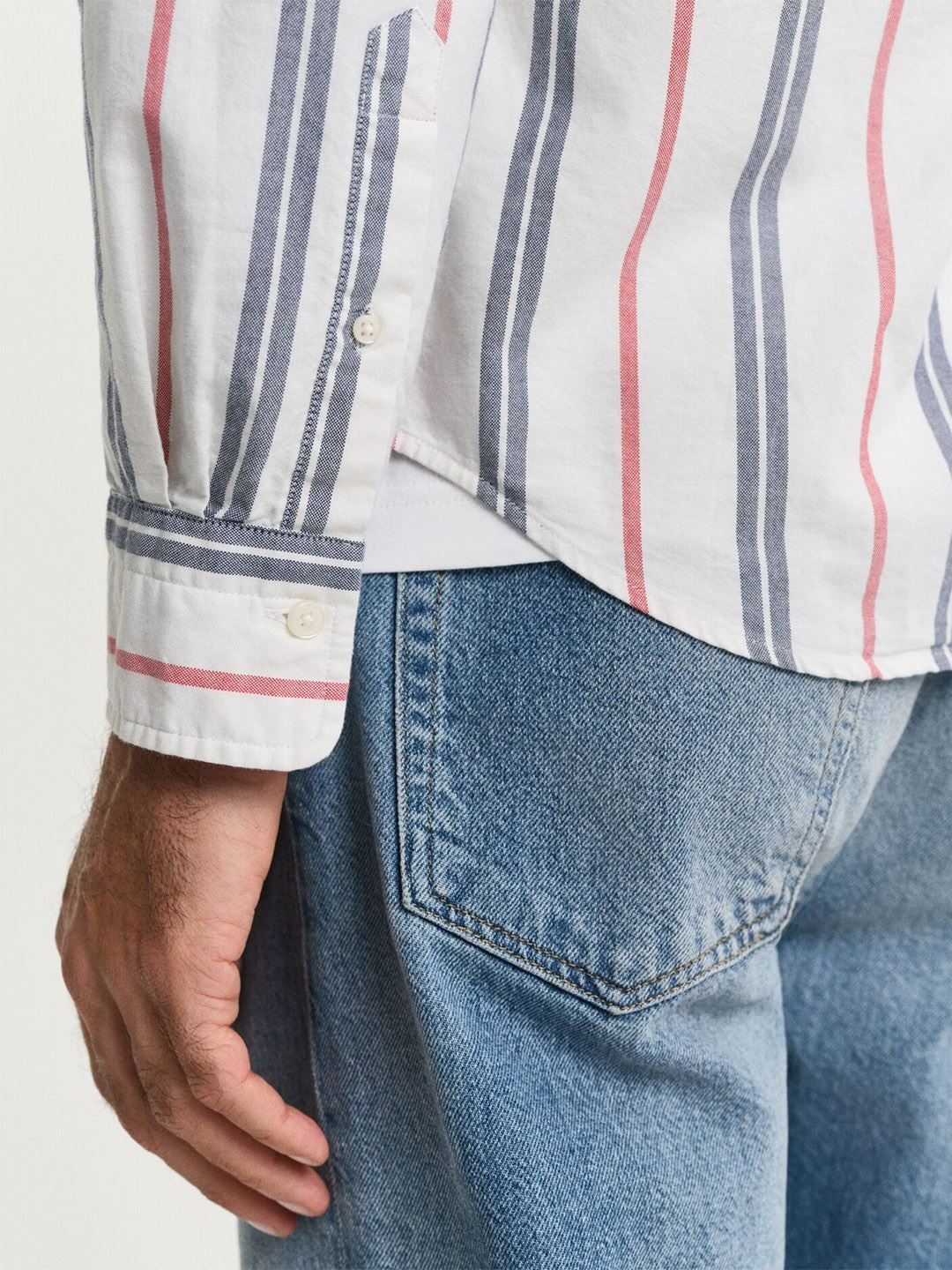Gant Men White Striped Regular Fit Pure Cotton Shirt