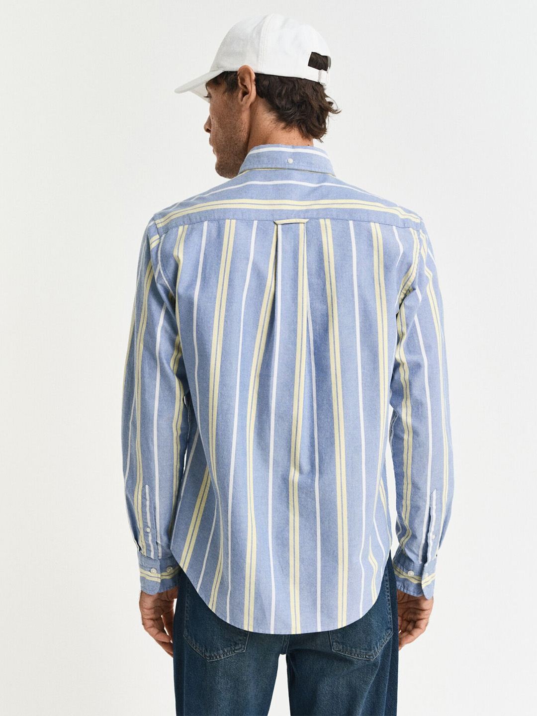 Gant Men Light Blue Striped Regular Fit Pure Cotton Shirt