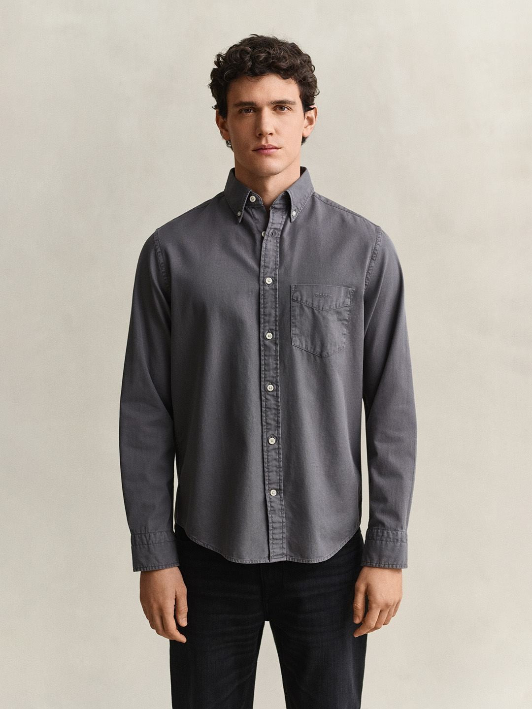 Gant Men Grey Solid Regular Fit Pure Cotton Shirt