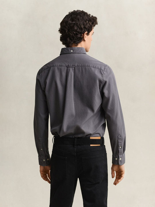 Gant Men Grey Solid Regular Fit Pure Cotton Shirt