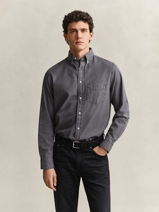 Gant Men Grey Solid Regular Fit Pure Cotton Shirt