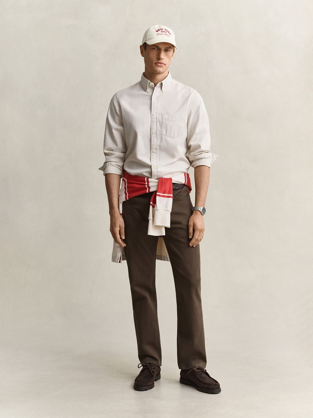 Gant Men Beige Solid Regular Fit Pure Cotton Shirt