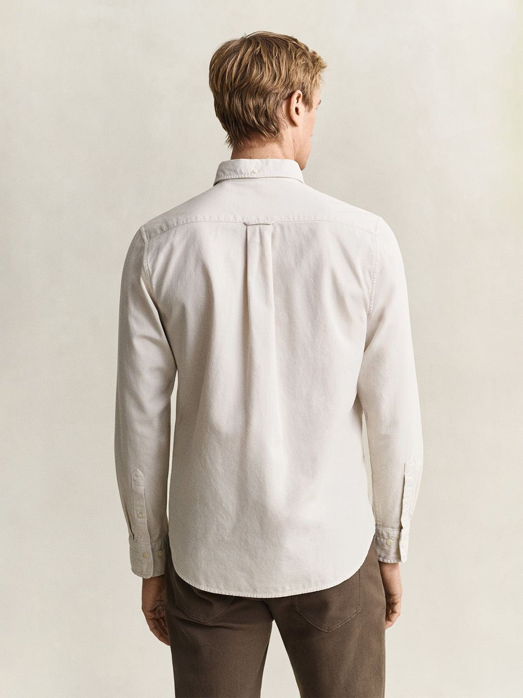Gant Men Beige Solid Regular Fit Pure Cotton Shirt