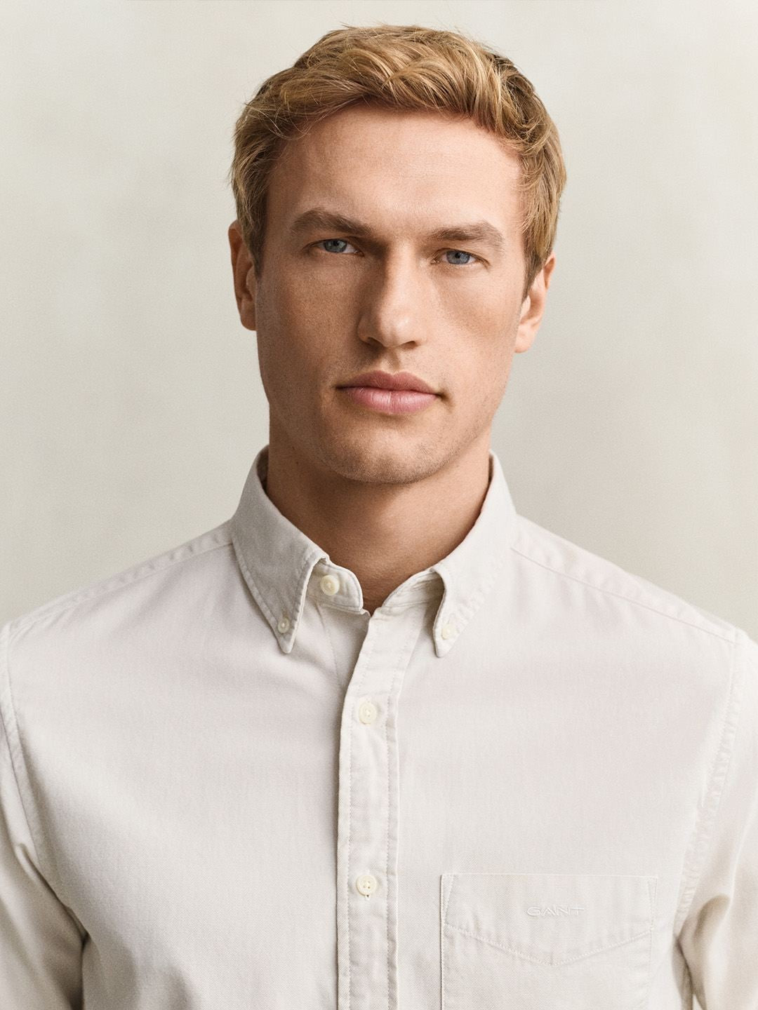 Gant Men Beige Solid Regular Fit Pure Cotton Shirt