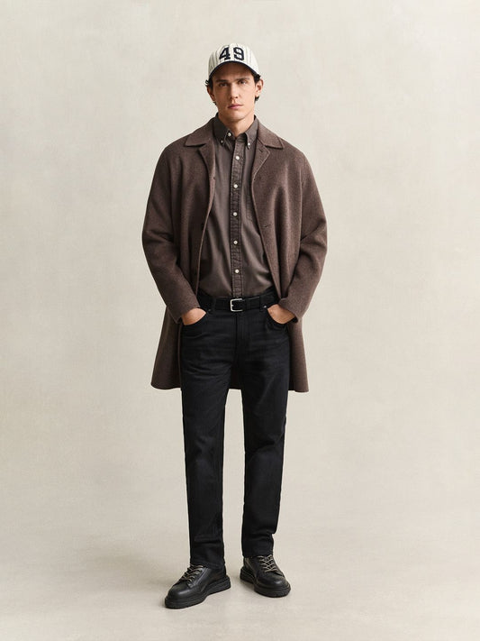 Gant Men Dark Brown Solid Regular Fit Pure Cotton Shirt