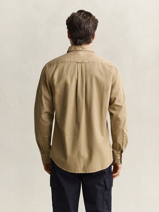 Gant Men Beige Solid Regular Fit Pure Cotton Shirt