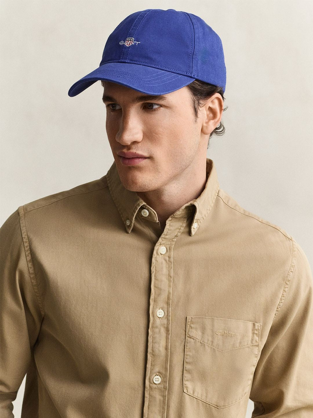 Gant Men Beige Solid Regular Fit Pure Cotton Shirt