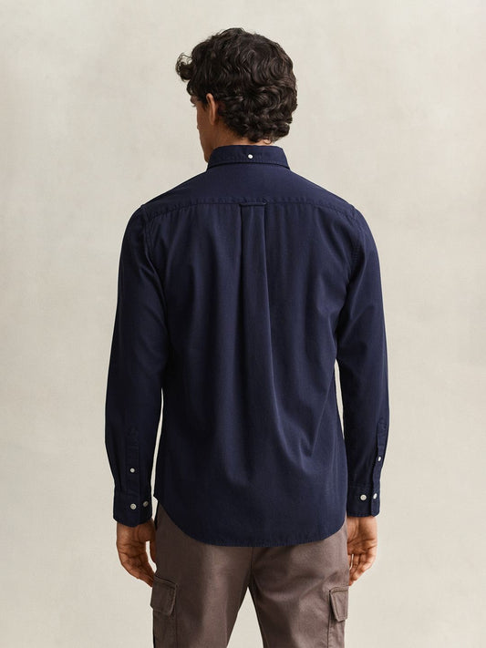 Gant Men Navy Blue Solid Regular Fit Pure Cotton Shirt