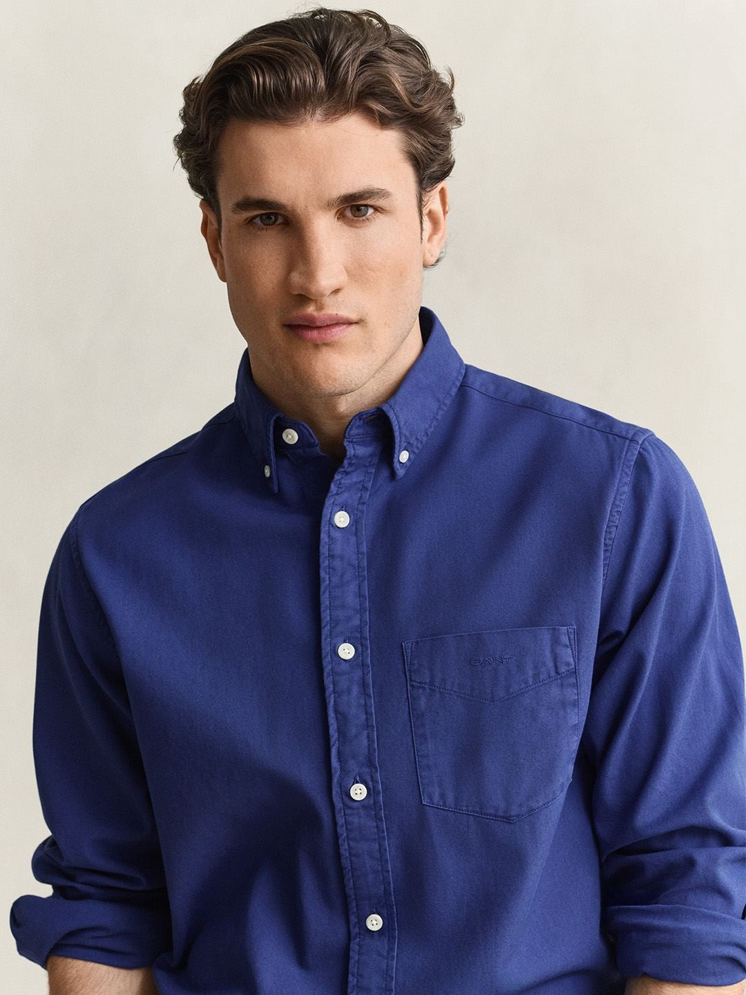 Gant Men Blue Solid Regular Fit Pure Cotton Shirt